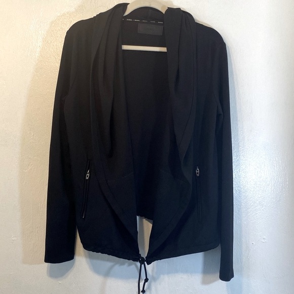 BLANKNYC -black open front lightweight hoodie with cinch tie bottom Size S - Picture 1 of 9